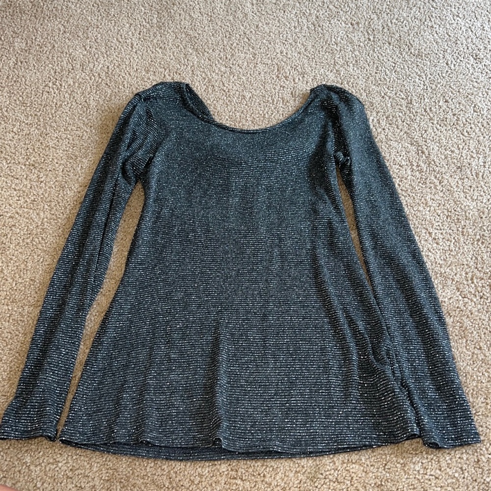 red haute silver sparkly longsleeve with open back